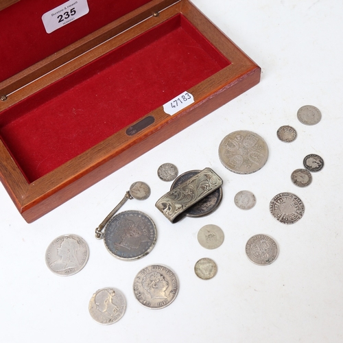 235 - Various coins, including Edward IV (1460 - 1470) groat, George III 1817 half crown, 2 American 1882 ... 