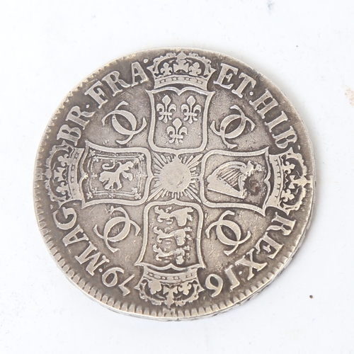 258 - A Charles II 1697 half crown, with personalised inscription 