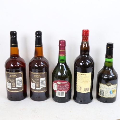 292 - 5 various bottles of Sherry, including Harveys, Dry Sack, and Croft