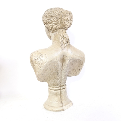 316 - A large moulded concrete Classical bust sculpture, unsigned, height 51cm