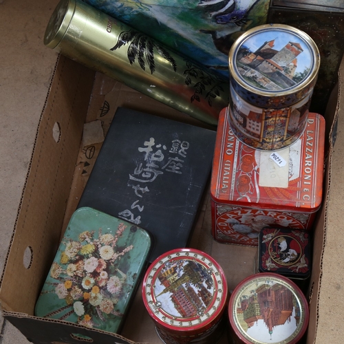 327 - A quantity of various Vintage lithographed tin biscuit tins (boxful)