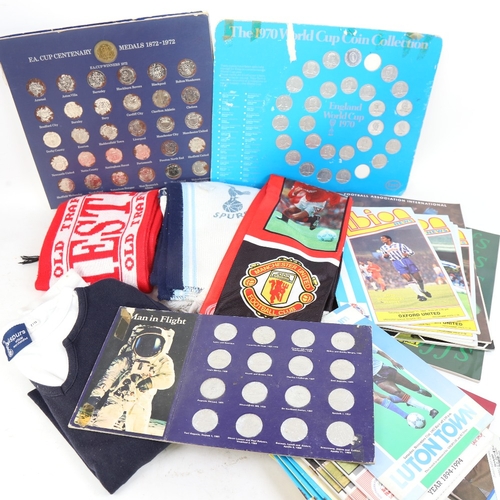 336 - Various football and sporting related memorabilia, including Albion programmes, coins and scarves (b... 