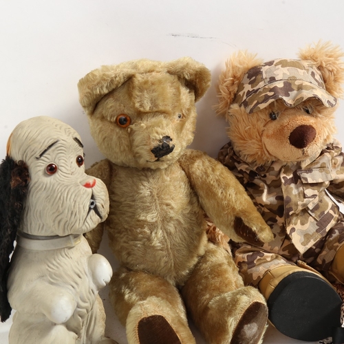 366 - A Vintage soft Plush teddy bear, and 2 others (3)