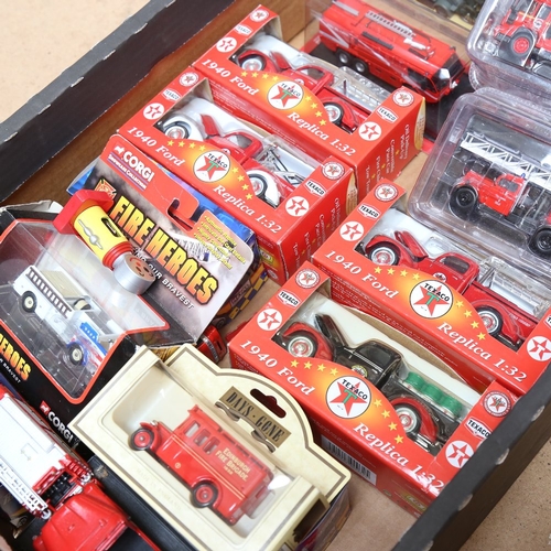 407 - A large quantity of toy fire engines and vehicles, including Texaco Old Timer Collection, Corgi Fire... 