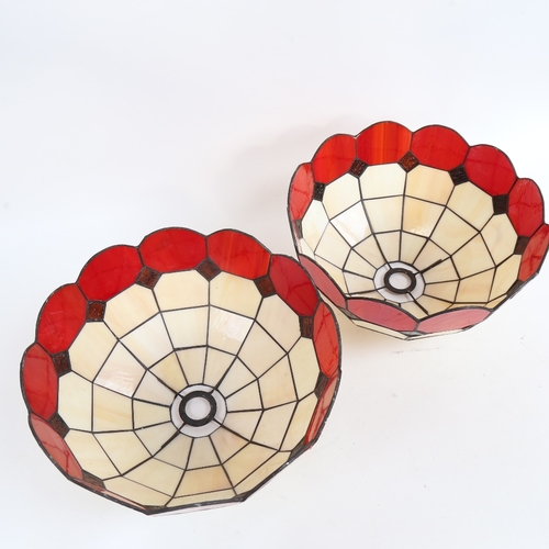 414 - A pair of Tiffany style leadlight ceiling light shades, diameter 30cm