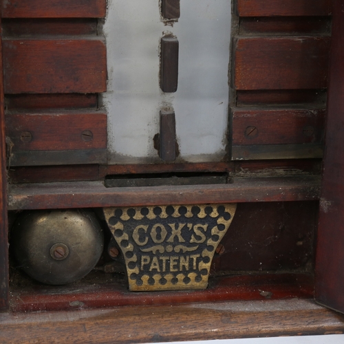 415 - An Antique mahogany J C Cox Royal Letters patent shop counter-top postage stamp dispenser, W65cm, H3... 