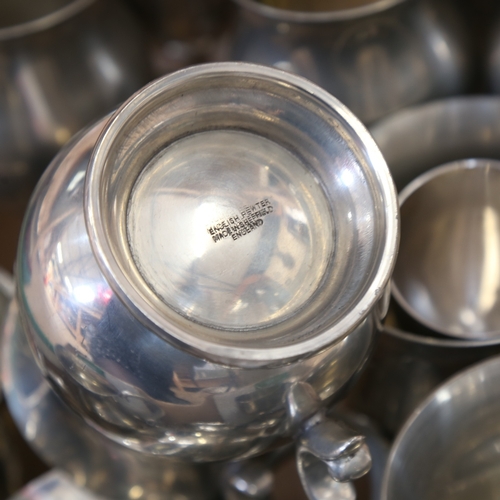 514 - A quantity of English Sheffield pewter tankards and goblets (boxful)