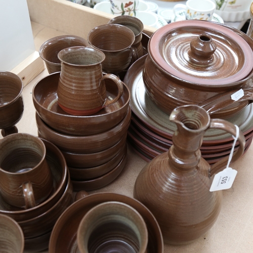 553 - A large set of Studio pottery tea and dinnerware, impressed mark LJ