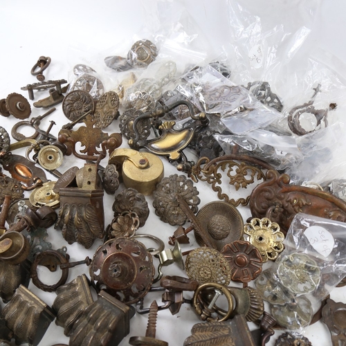 621 - Various Vintage brass door furniture, escutcheons, castors, and feet