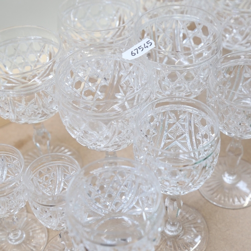 631 - A group of crystal drinking glasses, including wine and Sherry