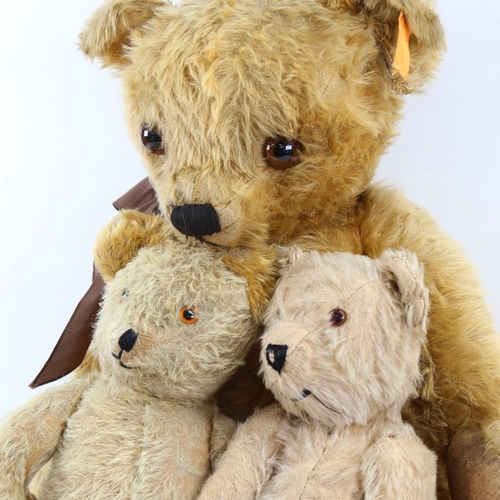 640 - A large Steiff Plush teddy bear, and 2 other Vintage bears (3)