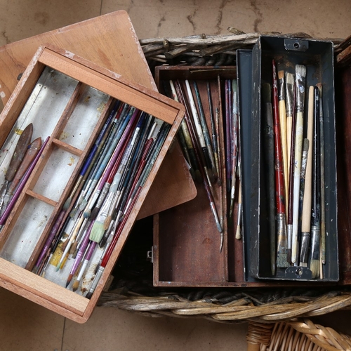 642 - Various wicker baskets and Vintage artist's boxes