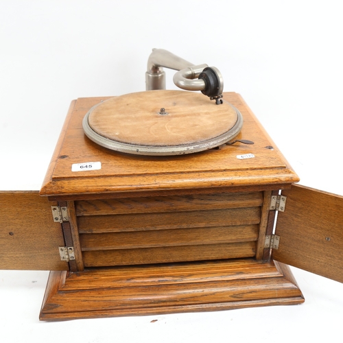 645 - A Vintage oak-cased HMV cabinet gramophone