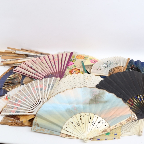 660 - A large quantity of various Vintage fans, including sandalwood etc (boxful)