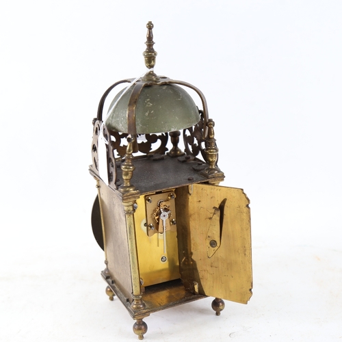 716 - A brass lantern clock, no maker, height 28cm