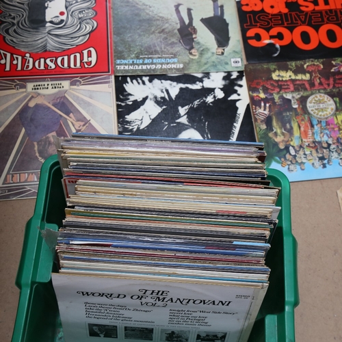 749 - Various Vintage vinyl LPs and records, including The Beatles, 10cc, Status Quo, Rod Steward etc (box... 