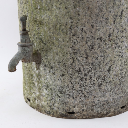 760 - A galvanised steel milk churn with dispenser tap, height 66cm