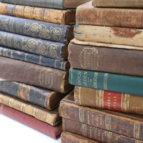 767 - Various leather-bound books, including Peacock Head Long Hall, Cruikshank Sunday in London, John Gay... 