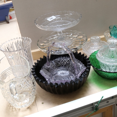 845 - A group of French Vintage Carnival glass, comports, butter dishes etc