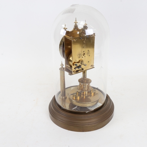 855 - A German Gustav Becker brass 400-day clock under glass dome, overall height 29cm