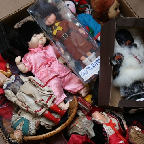 864 - Various Vintage dolls and toys, including Oriental (boxful)