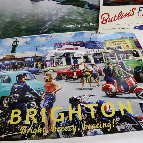 941 - 3 lithographed tin advertising signs, including Brighton, Spitfire V, and Butlins British Railways, ... 