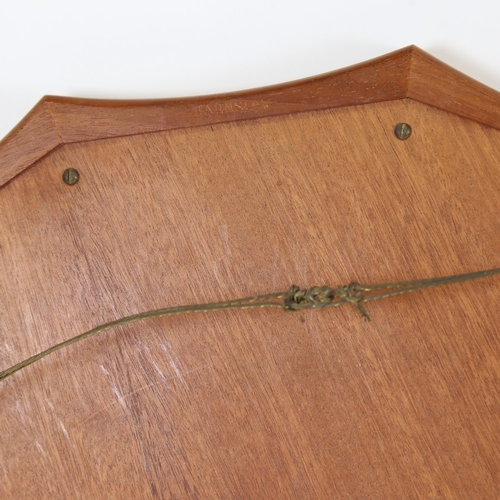 947 - Edward Barnsley (Cotswold School), a circular wall mirror with shaped and inlaid walnut frame, stamp... 