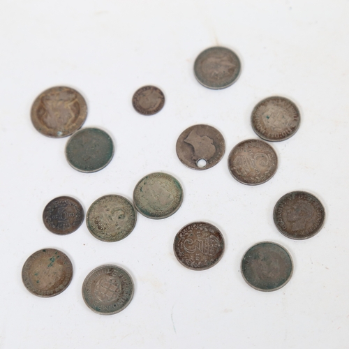 960 - A group of miniature silver coins, including Maundy money