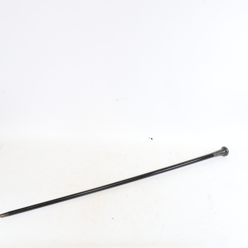 961 - An early 20th century silver-topped ebonised walking cane, by Henry Tracy & Sons, hallmarks London 1... 