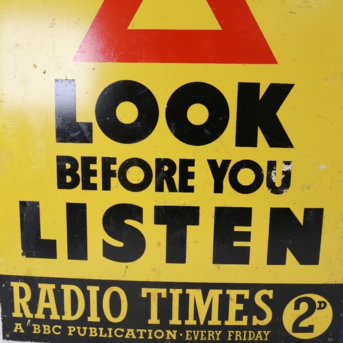 981 - 2 lithographed advertising signs, including The Listener, and Radio Times (2)