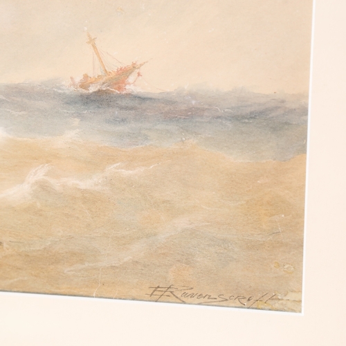 1069 - E Ravenscroft, watercolour, shipwreck, signed, image 42cm x 66cm