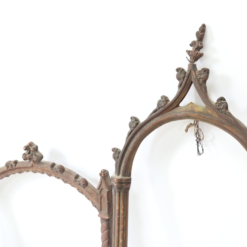 1073 - 2 19th century Gothic style gilt-gesso picture frames, largest height overall 53cm (2)