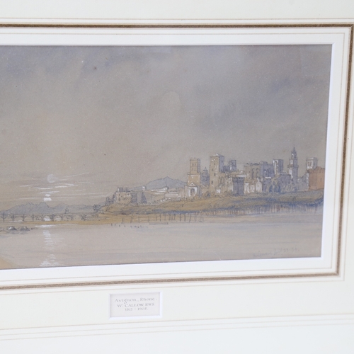 1083 - William Callow, pencil and watercolour, Avignon, Rhone, image 15cm x 26cm, framed