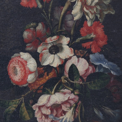 1087 - 19th century oil on canvas, Dutch style flower study, original gilt-gesso frame, overall frame dimen... 