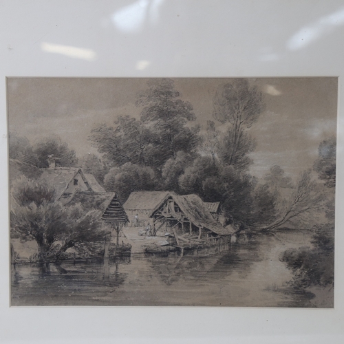 1097 - Henry Edridge, pair of watercolour/pencil on paper, English rural scenes, original labels verso, ima... 