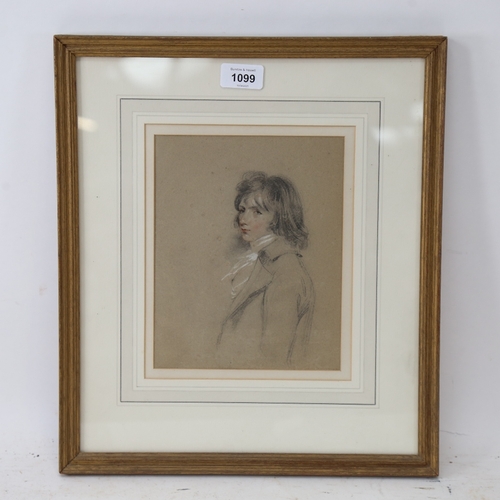 1099 - Richard Westall RA, pencil/crayon, half length portrait of a gentleman, unsigned, Thomas Agnew label... 