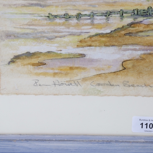 1102 - Jean Howell, watercolour gouache, Cooden Beach, 2004, image 28cm x 38cm