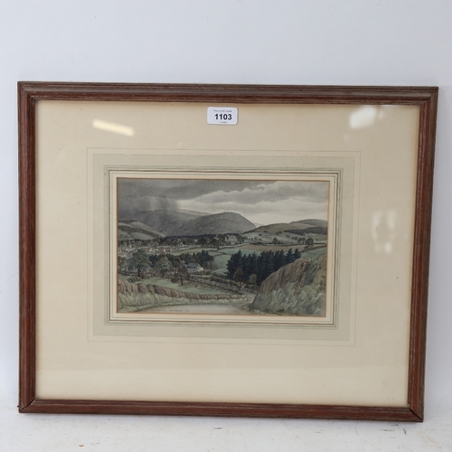 1103 - S R Badmin, watercolour, Welsh landscape, signed with Fine Art Society Exhibition label verso, 1933,... 