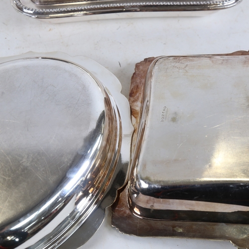 1228 - A group of 5 silver plated entree dishes, largest length 30cm (5)