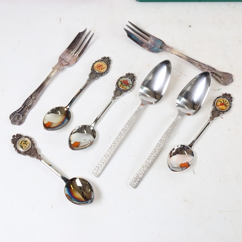 1230 - A cased set of mid-century stainless steel Viners teaspoons, and 2 other cased sets of cutlery