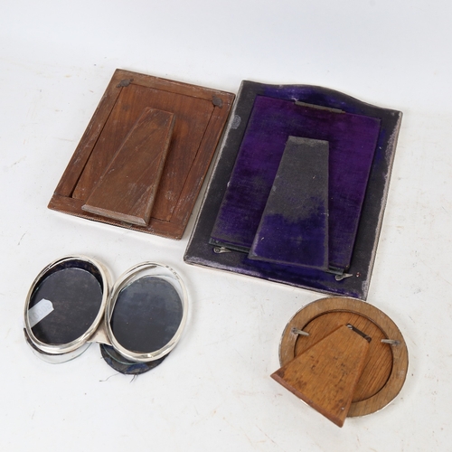 1284 - A group of silver-fronted photo frames, including double-oval example all hallmarked.