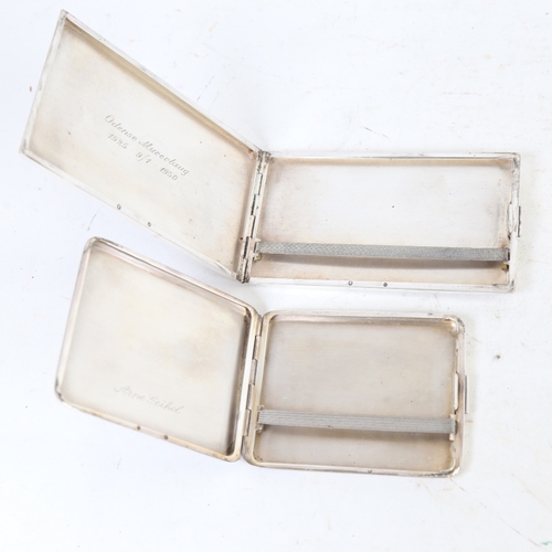 1301 - 2 Danish silver engine turned cigarette cases, 9.2oz total (2)