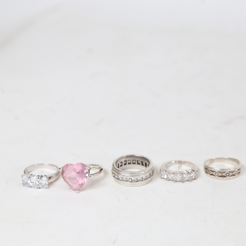 1318 - 5 silver stone set rings