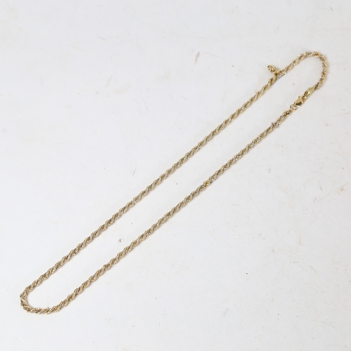 1319 - An Italian yellow and white gold rope twist necklace, length 45cm, 12.2g (kink in links)