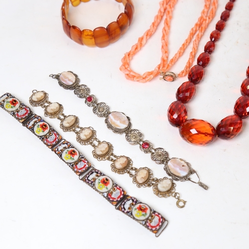 1324 - Various jewellery, including faceted graduated bead necklace, cameo bracelet etc