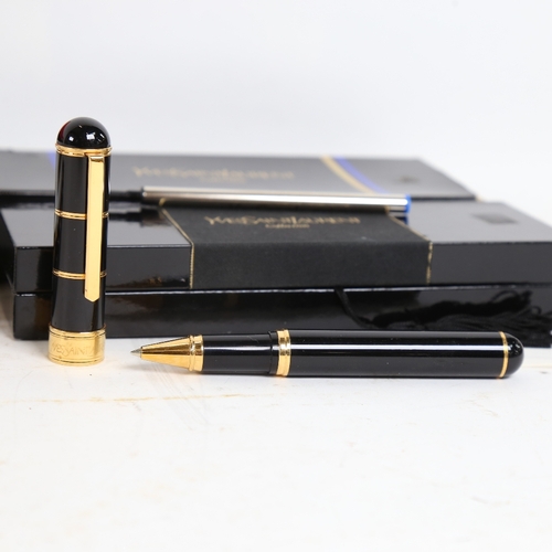 1235 - An Yves Saint Laurent Collection black lacquered ballpoint pen, and a set of Pierre Cardin Designer ... 