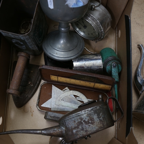 1238 - Various silver plate, including Christopher Dresser style spirit kettle and burner stand, coffee pot... 