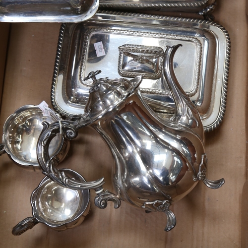 1239 - A group of various Antique silver plate, including tea set and tureens (boxful)