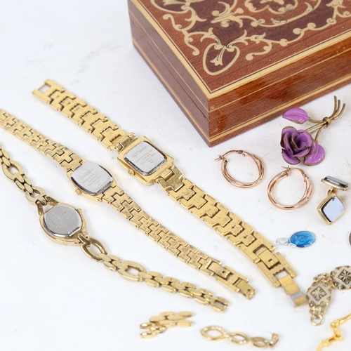 1247 - Various silver and costume jewellery, including wristwatches (2 boxes)