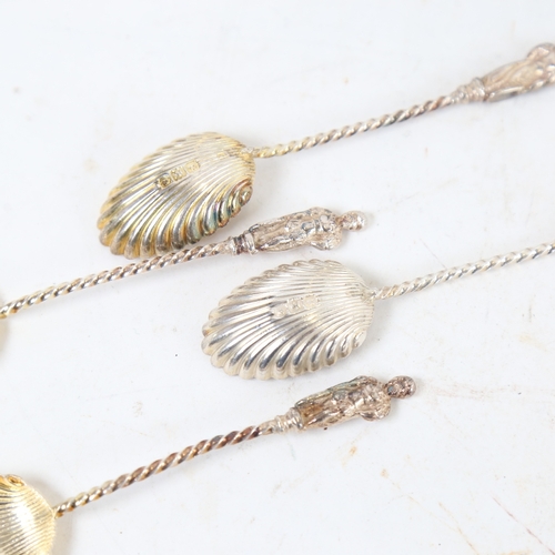 1250 - A Victorian cased set of 6 silver shell teaspoons, possibly by William Fearn, hallmarks London 1899